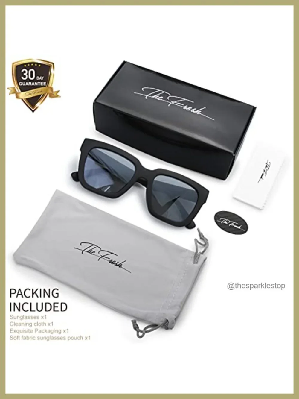 Retro Oversized Square Sunglasses UV400 Protection Lightweight